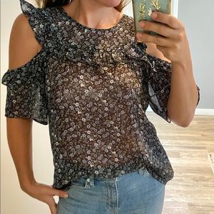 BCBGeneration sheer blouse with flowers size medium